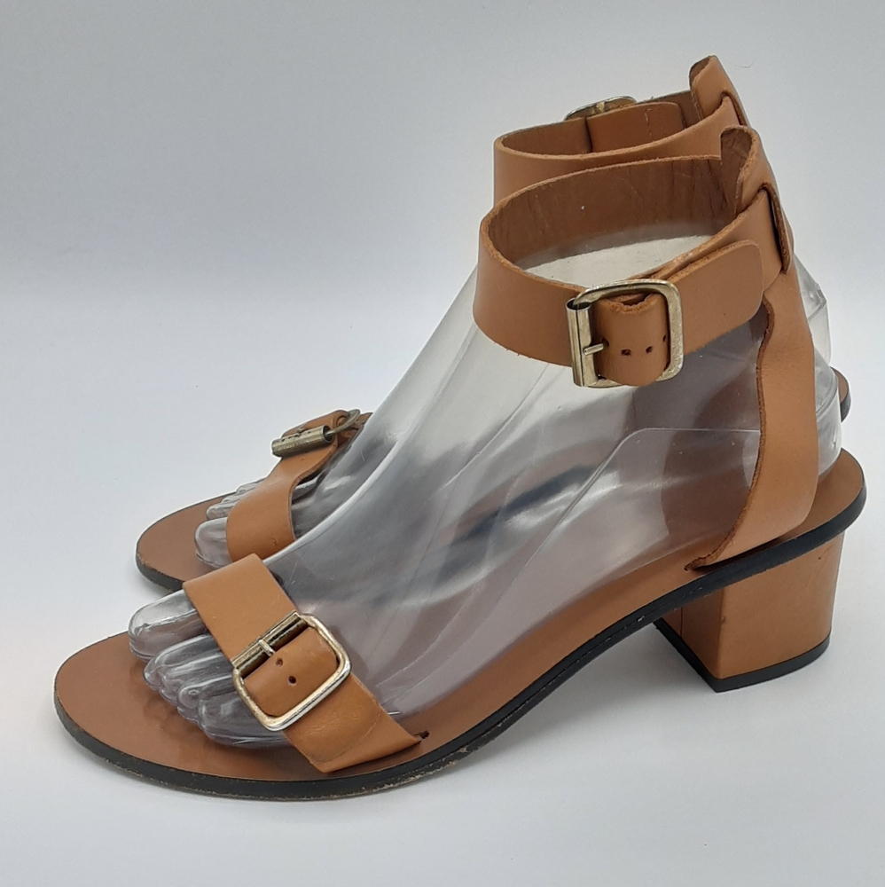 ATP Carmen Brandy Leather Ankle Strap Sandal Heel Shoe.
